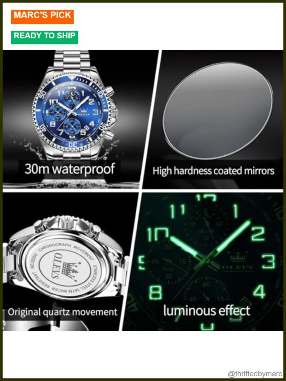 Luxury Stainless Steel Men's Day Date Quartz Dress Watch Luminous